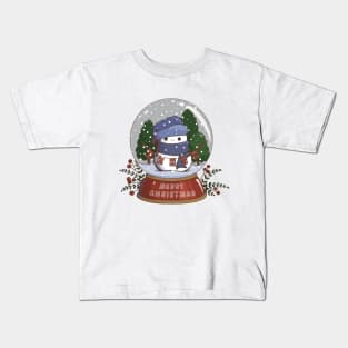 Christmas Snow Globe Snowman Kids T-Shirt